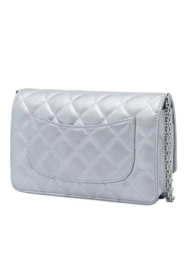 Pre-Loved Chanel Reissue 2.55 Quilted Metallic Aged Calfskin Wallet On Chain