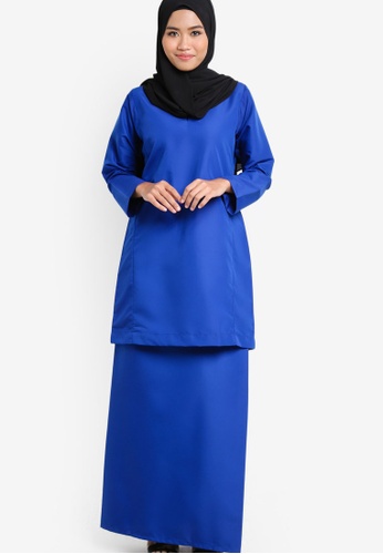 baju kurung blue navy