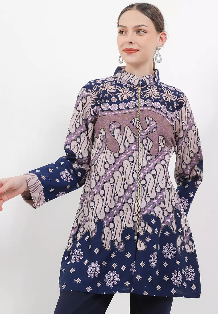 Jual Elshanum Batik Clara Blouse Semi Tunik Batik Premium Wanita Casual Modern Original