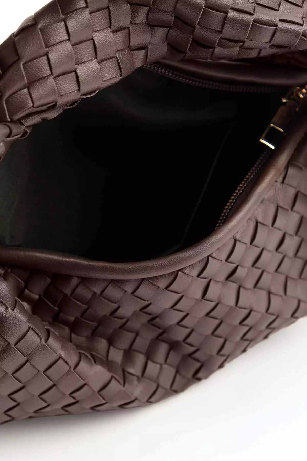 Dark Brown Premium Knitted Detailed Women'S Mini Shoulder Bag Takaw26Oc00072
