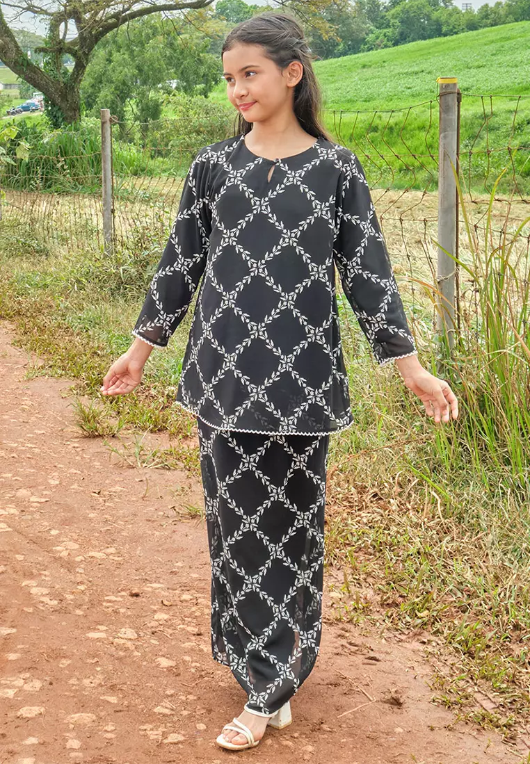 KIDS Duyong Set - Black Flower Braids