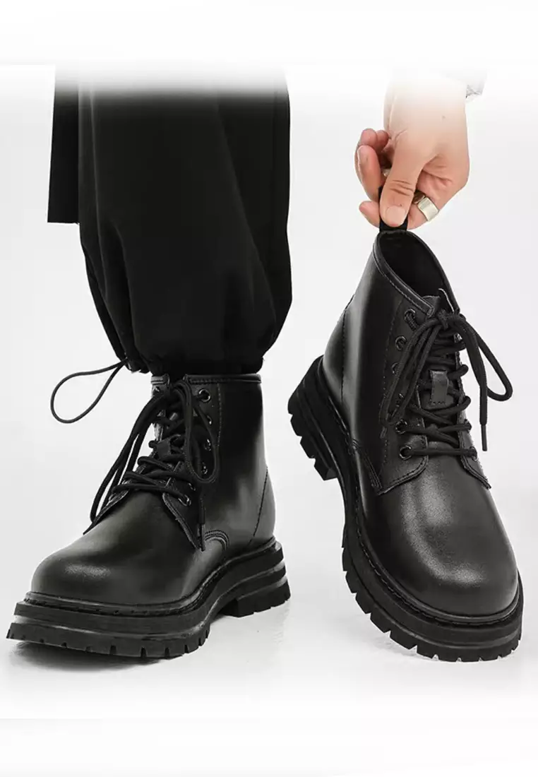 Real leather discount lace up boots