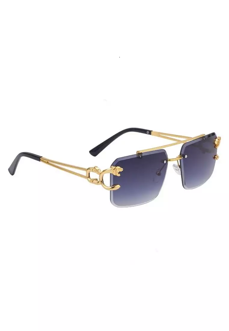 Derian Sunglasses New Retro Rimless Vintage Shades for Men Women Kacamata UV Protection Frame Material Alloy ORIGINAL - Gold