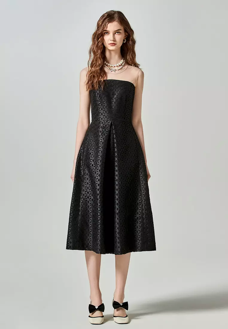 Retro Black Cocktail Dress With Side Pockets