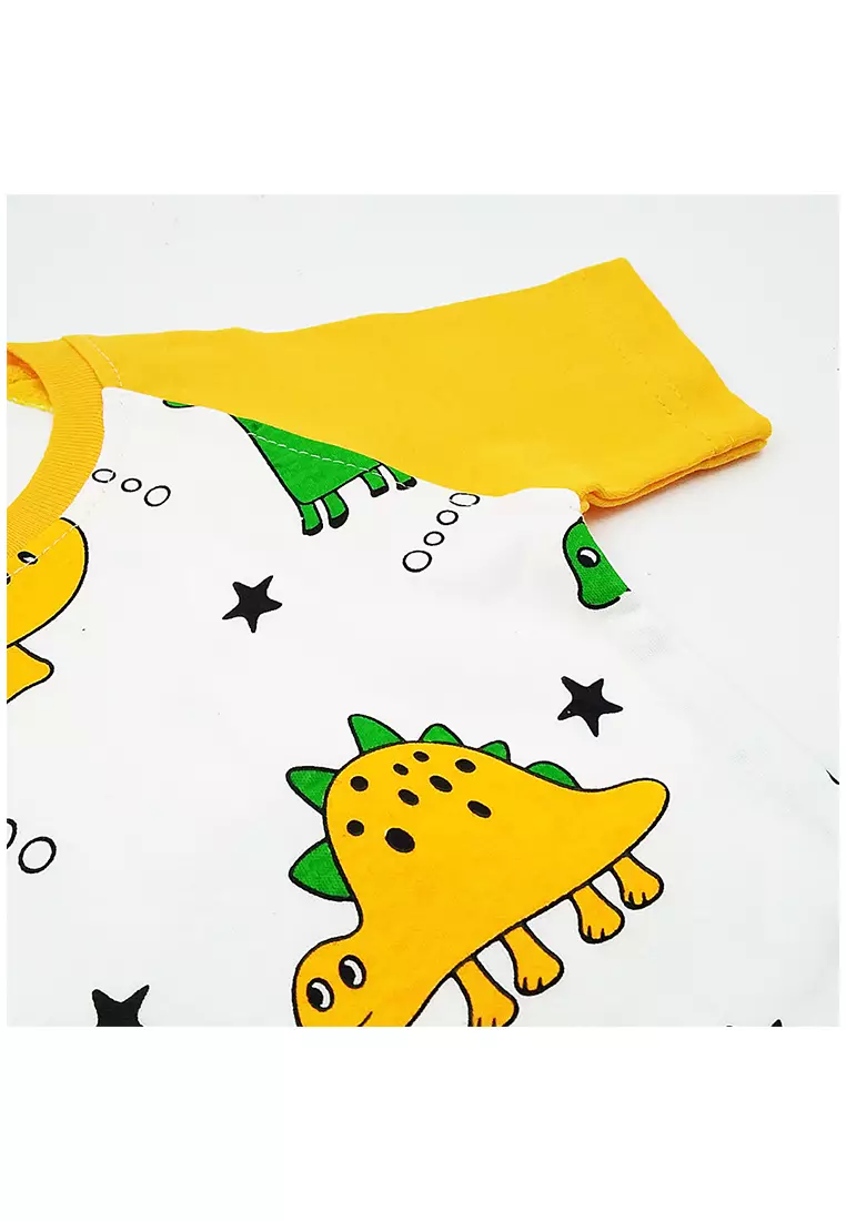 Skabe Pakaian Bayi Anak Laki Laki Baju Lengan Pendek Motif Dino Setelan Celana Jeans Jogger 3/4 All Size Warna Tua Usia 6 Bulan Hingga 12 Bulan 3435 Wakakids Waka Kids