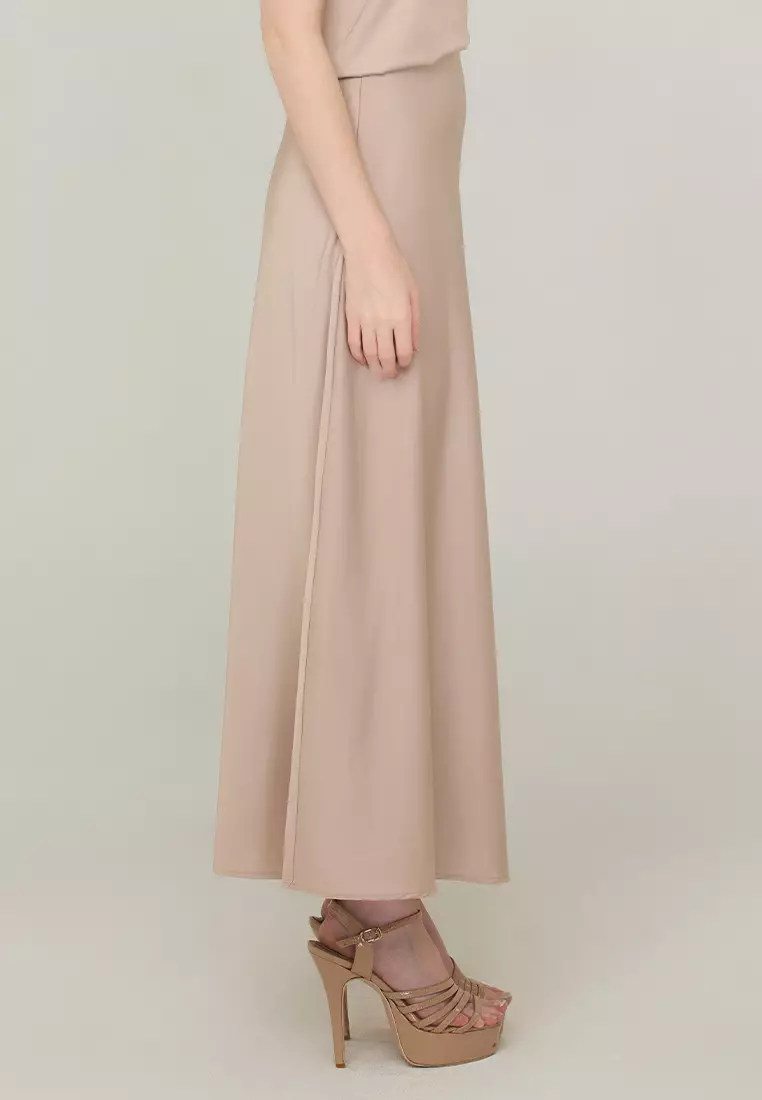 Jianna A-Line Maxi Skirt in Satin Fabric