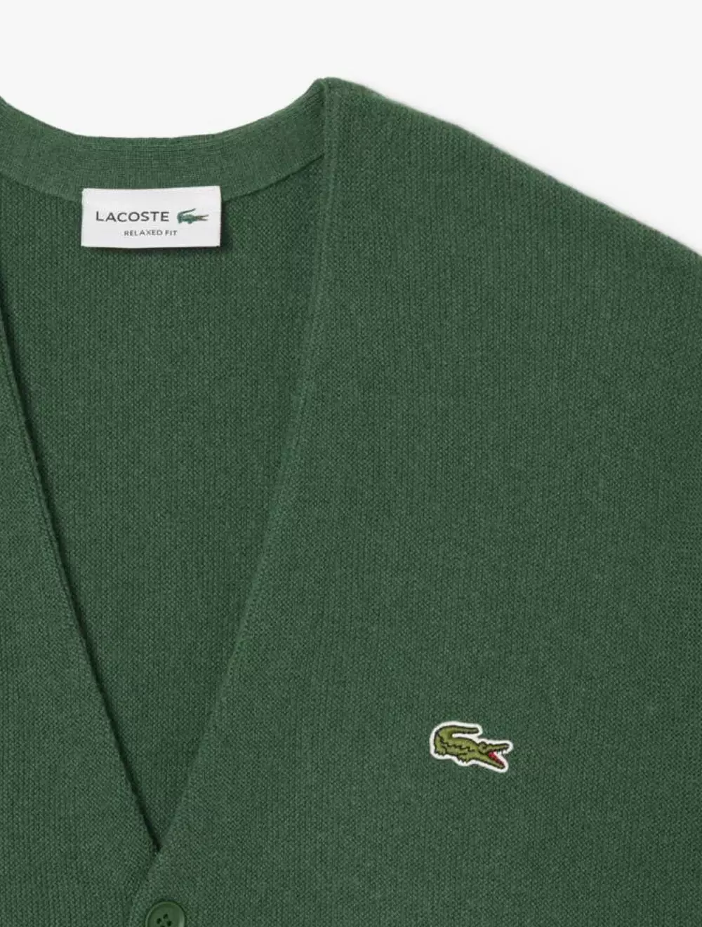 Relaxed Fit Carded Wool Cardigan - Green