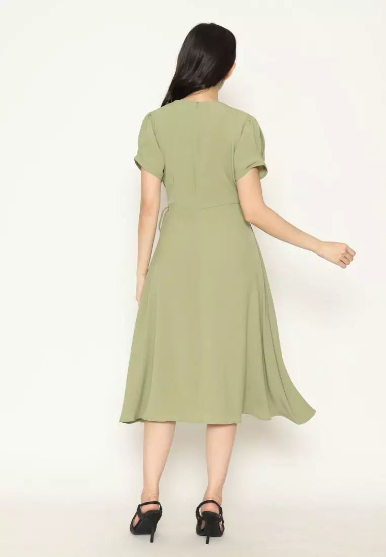 Urban Exchange Lydia Dress Green - Midi Dress Sage Green