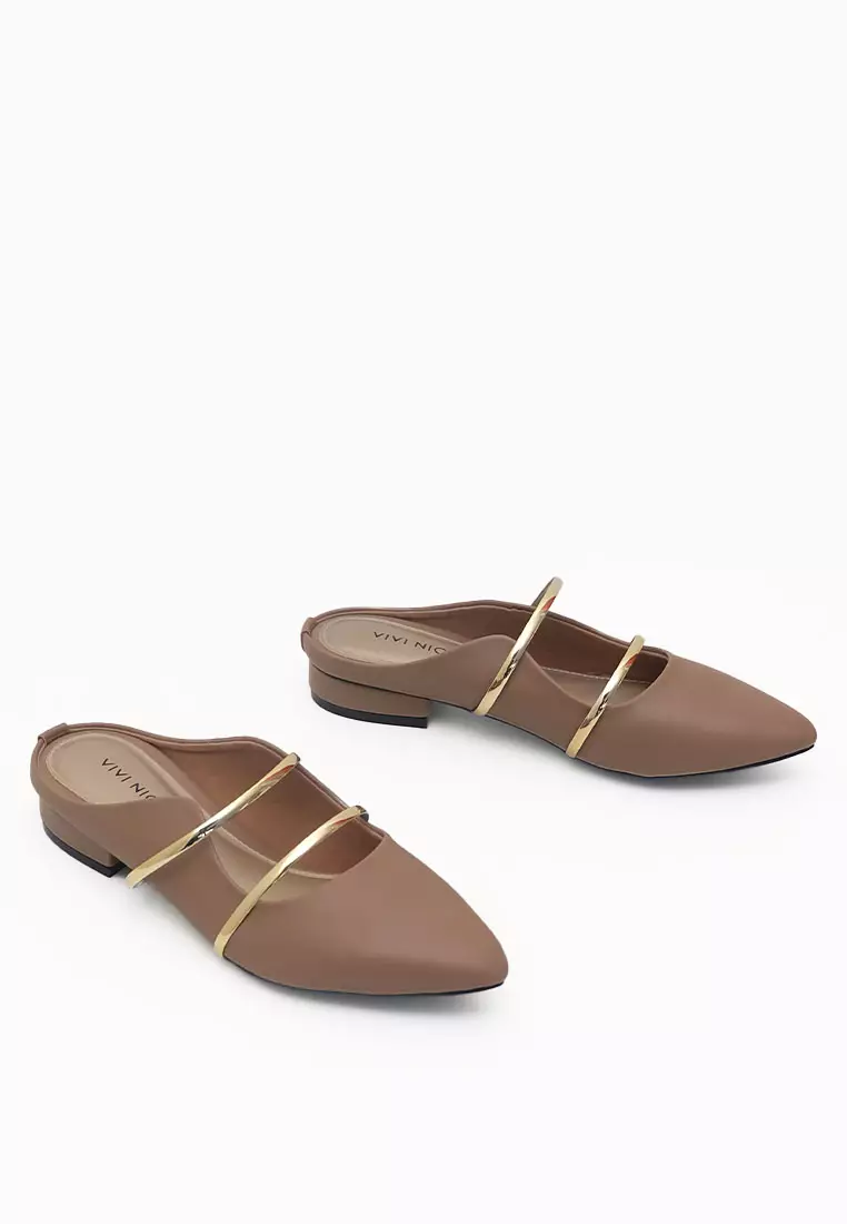 VIVI NICI - Chava Sandal Mules Hak 2 cm Milk Coffee