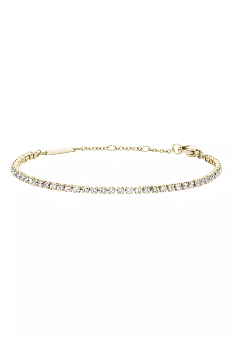 Classic Tennis Bracelet Gold - Unisex Chain Bracelet with crystals - Couple Chain Bracelets - Stainless steel Chain Bracelet for Women and Men - DW Official
