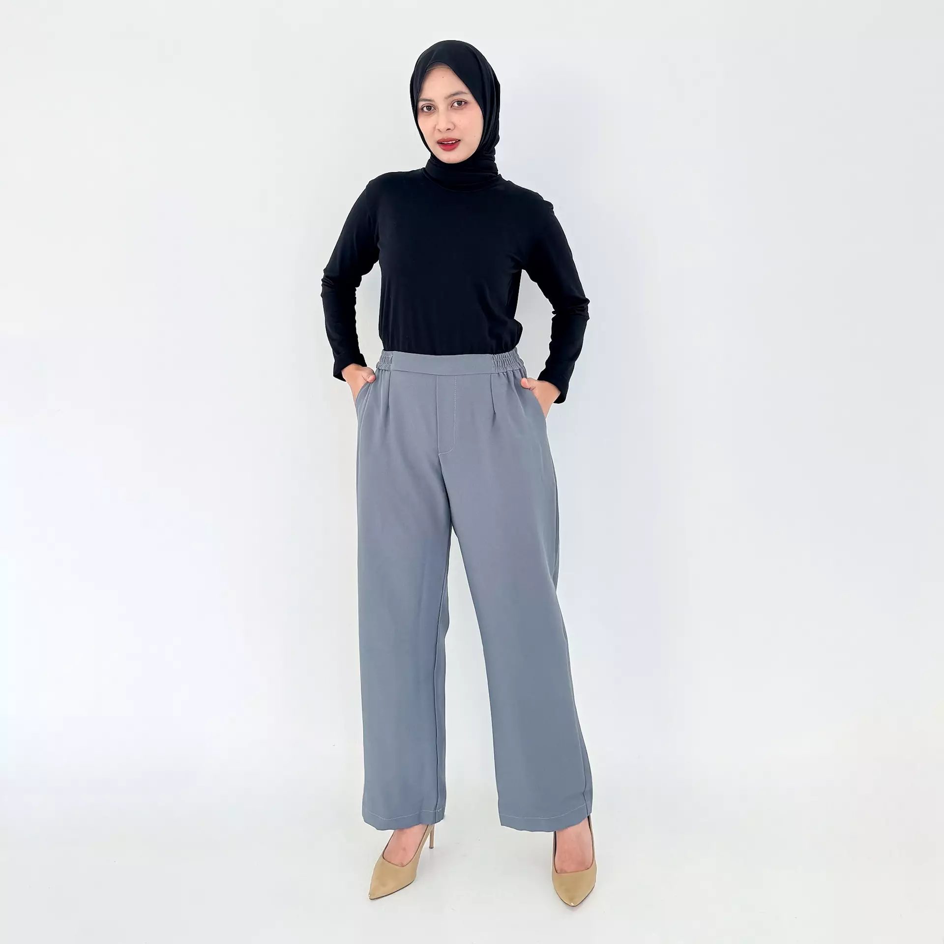 BUY 1 GET 1 FREE Kia Pants [Coklat - Abuabu] Celana Basic Officewear