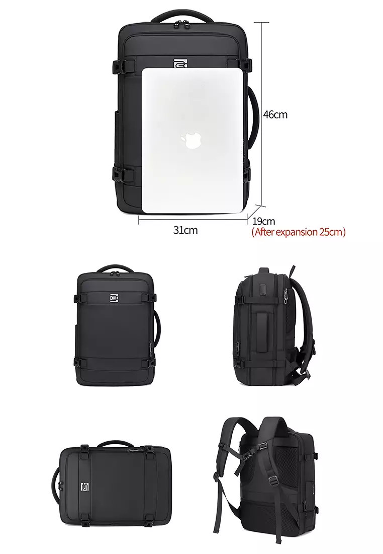 BRUNO CAVALLI Multifunctional EXPANDABLE 18" Travel Backpack with Laptop Compartment