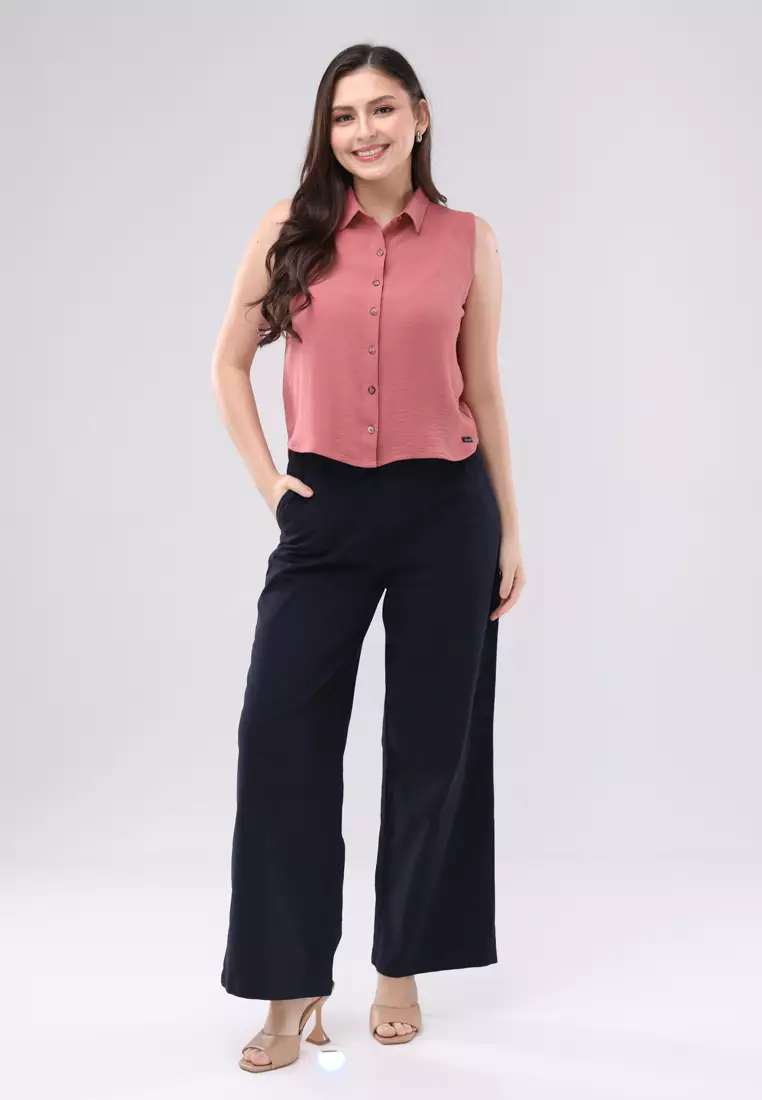 Linen Wrinkles Woven Sleeveless Blouse