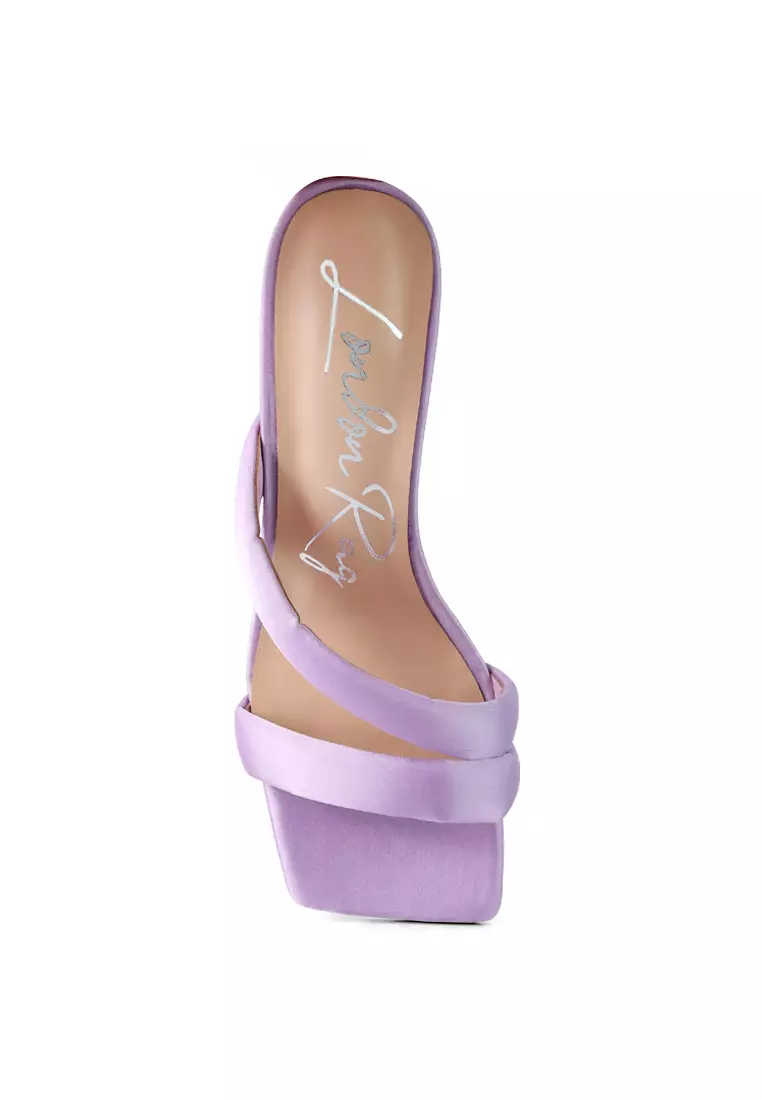 Purple satin heels shop