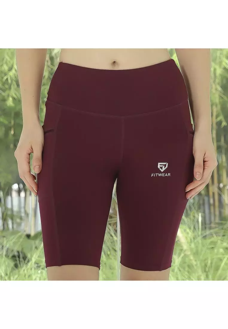 Fitwear - Legging / Celana Pendek Olahraga LESLEY POCKET - WINE POCKET WEB