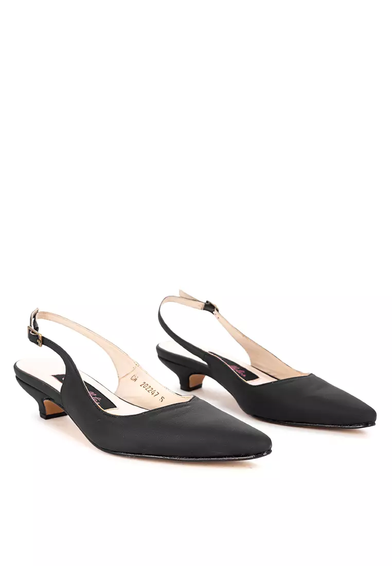 Pointed Toe Leather Slingbacks