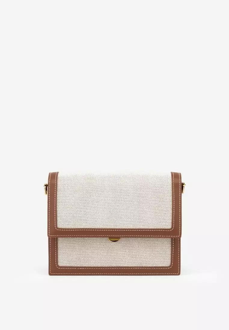 JW Pei Mini Flap Bag Beige Canvas
