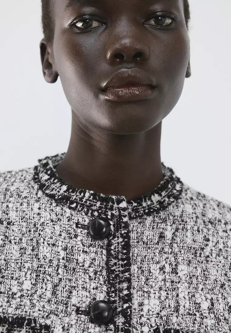 Tweed Jacket With Frayed Ends