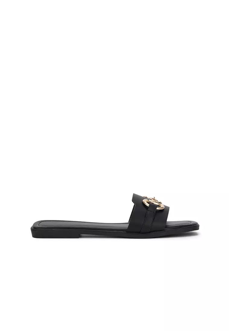 Discount on nose  shoes - SKU: BUCKLED FLAT SLIDES