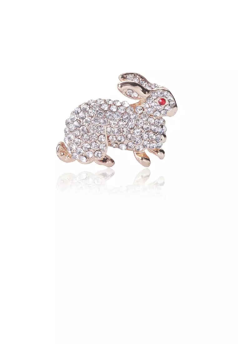 Buy Glamorousky Simple Lovely Plated Gold Rabbit Brooch with Cubic