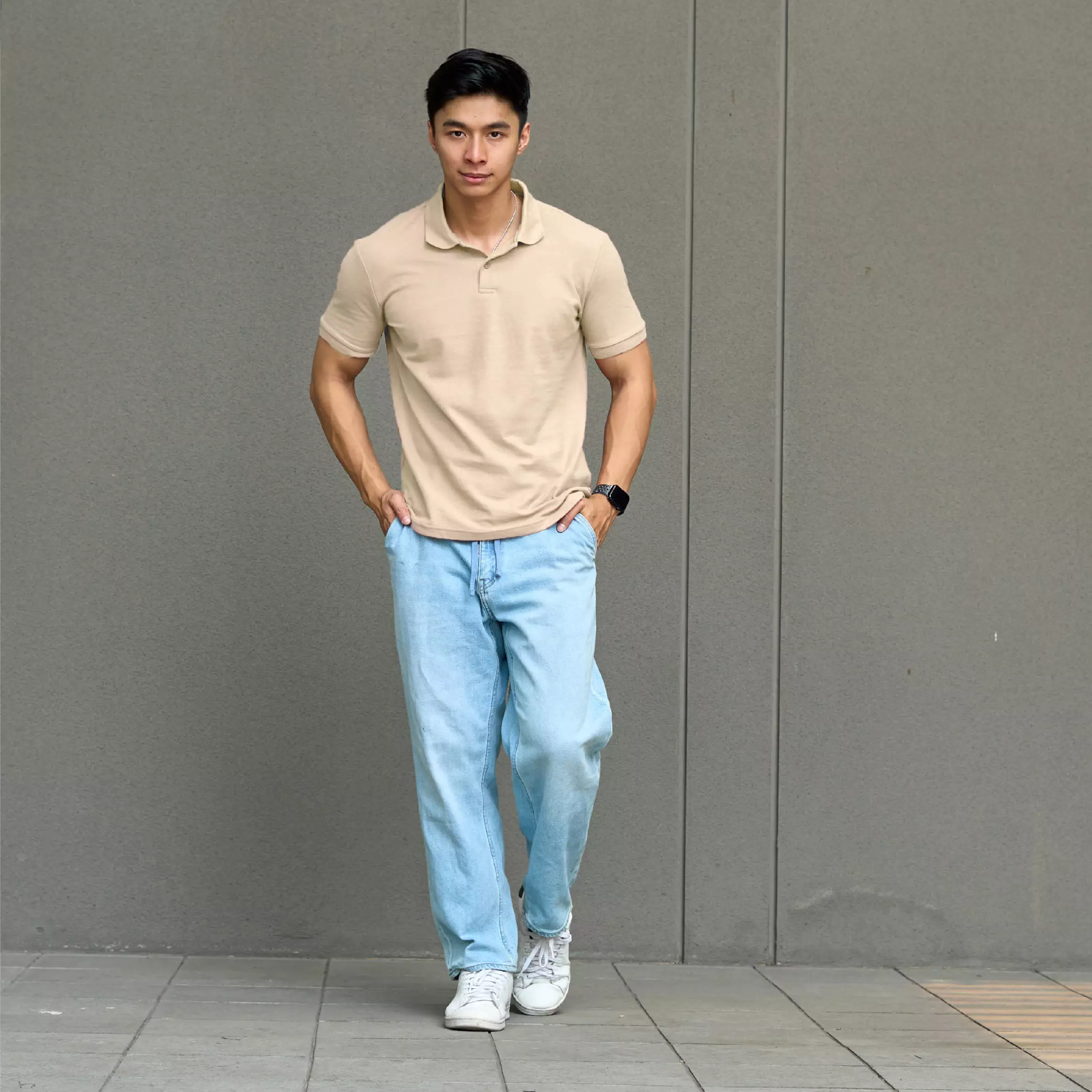 Kale Park Cream / Kaos Polo Pria Lengan Pendek Kerah / Polo Shirt Slim Fit