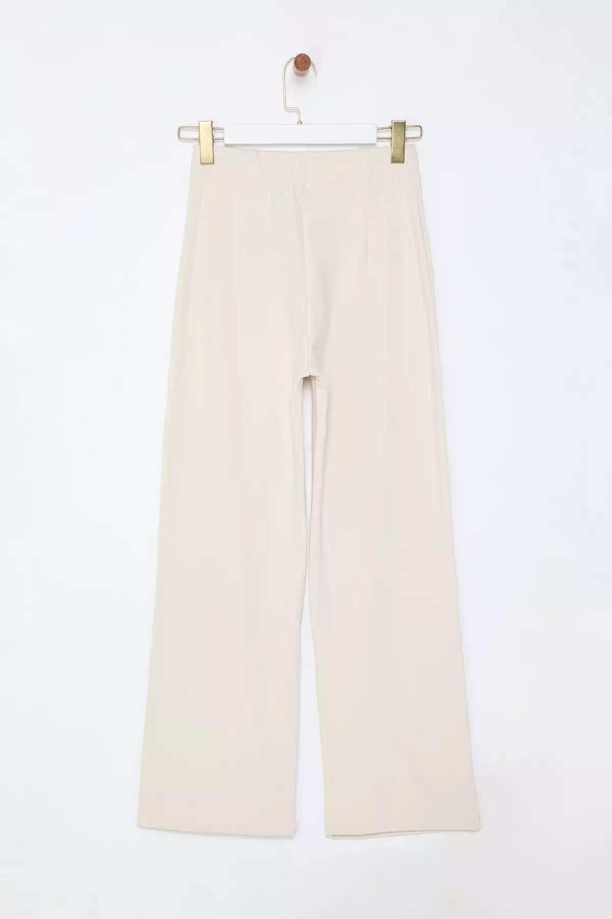 Ecru Warm Winter Diver/Scuba Fabric Knitted Sports Sweatpants With Raised Inside