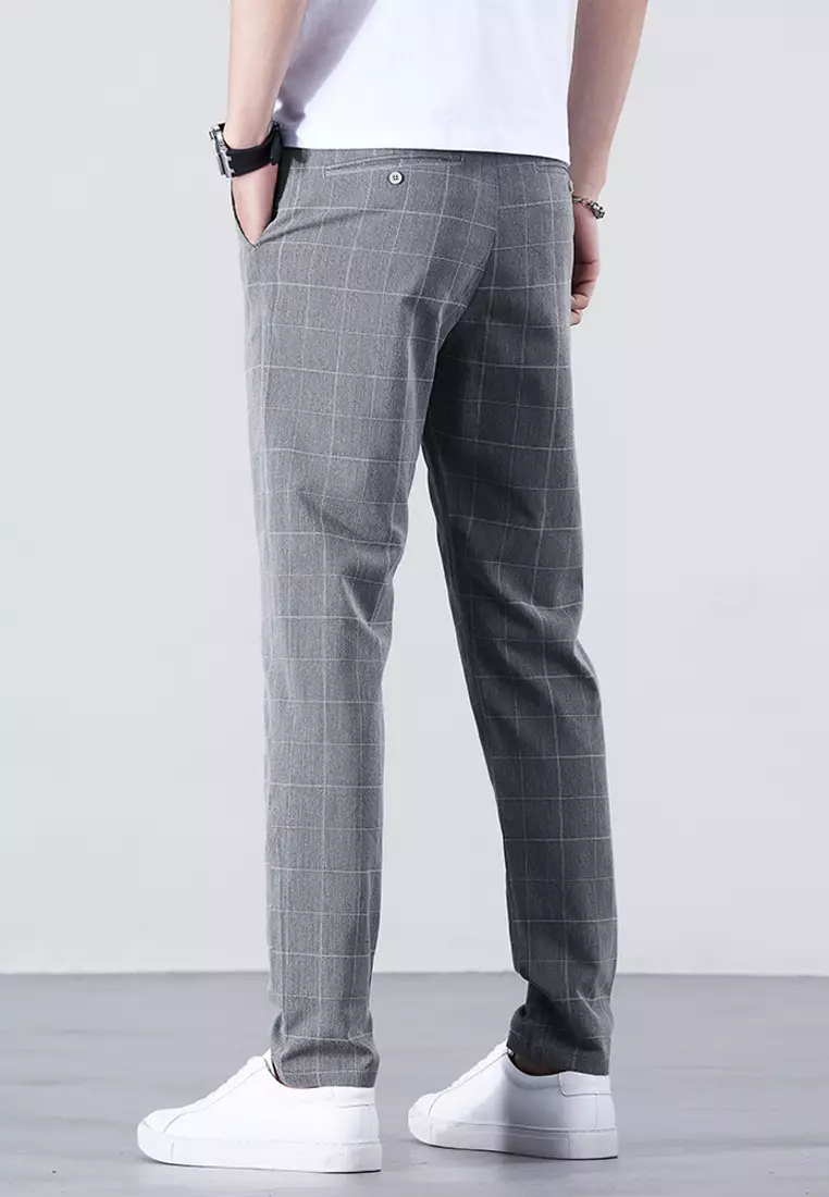 Checked Slim Fit Suit Pants