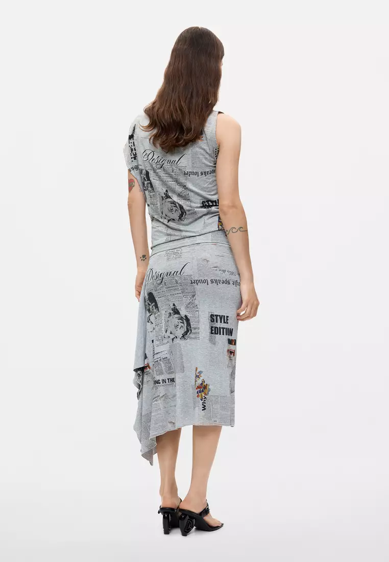 Asymmetric Printed Skirt
