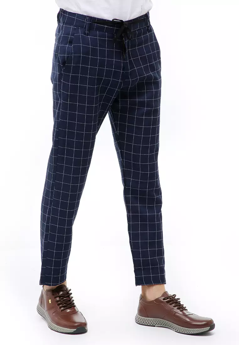 Locko Long Pants Formal Pria Celana Panjang Kerja Slim Fit Material Cotton ORIGINAL - Navy