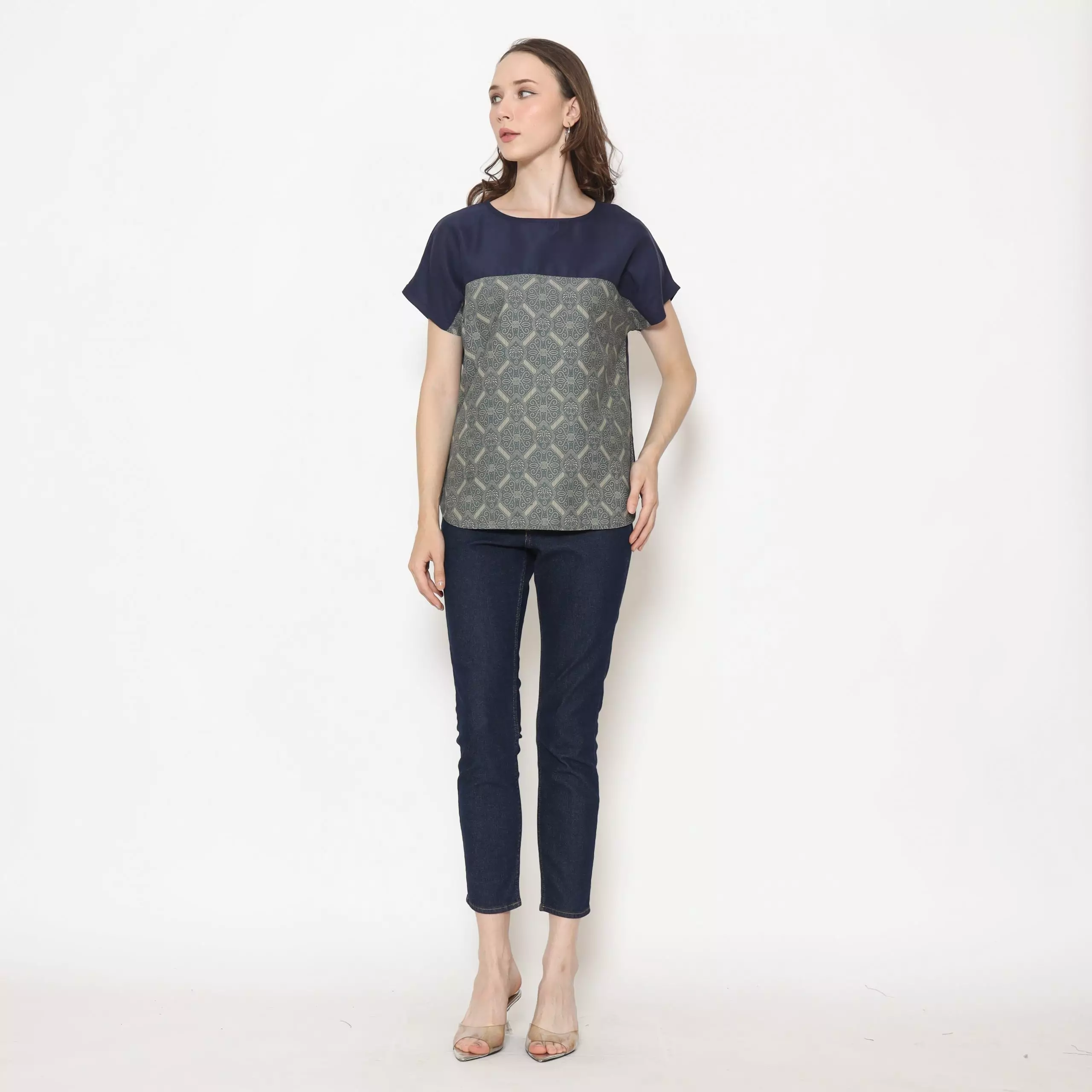 Blouse Batik Wanita - Bhatara Batik Forever - Atasan Batik Modern Lengan Pendek