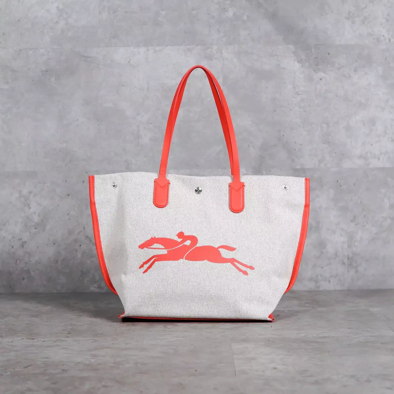 Tas LONGCHAMP ROSEAU CANVAS ORANGE GREY TOTE BAG LARGE 100% ORIGINAL