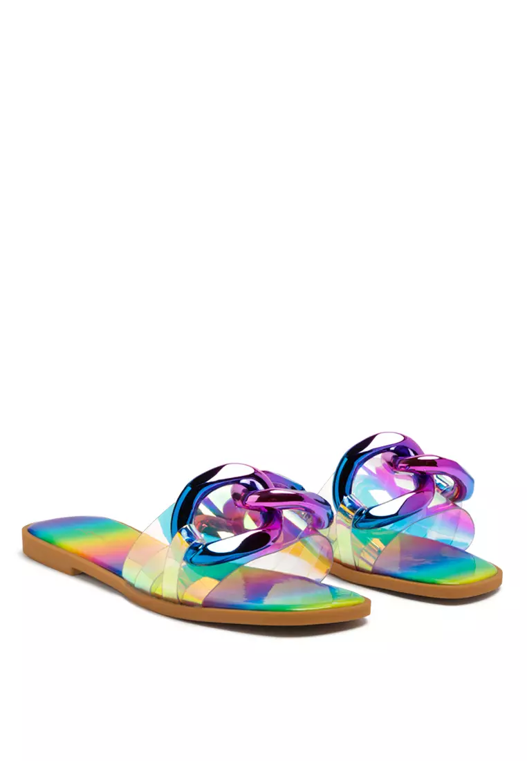 Holographic on sale flat sandals