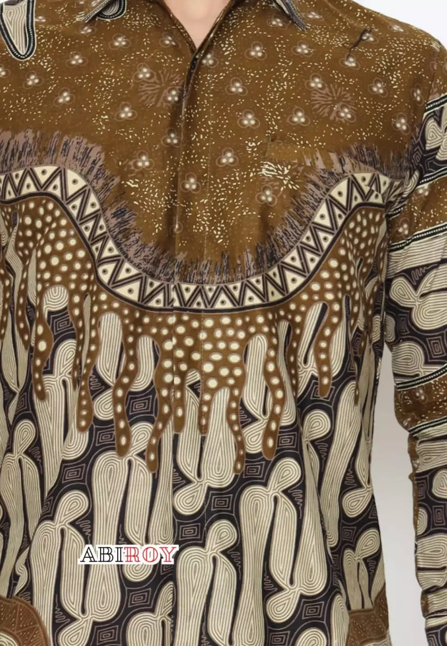 Kemeja Batik Pria Premium Slimfit Elegant Modern Lengan Panjang Mangkualam Coklat