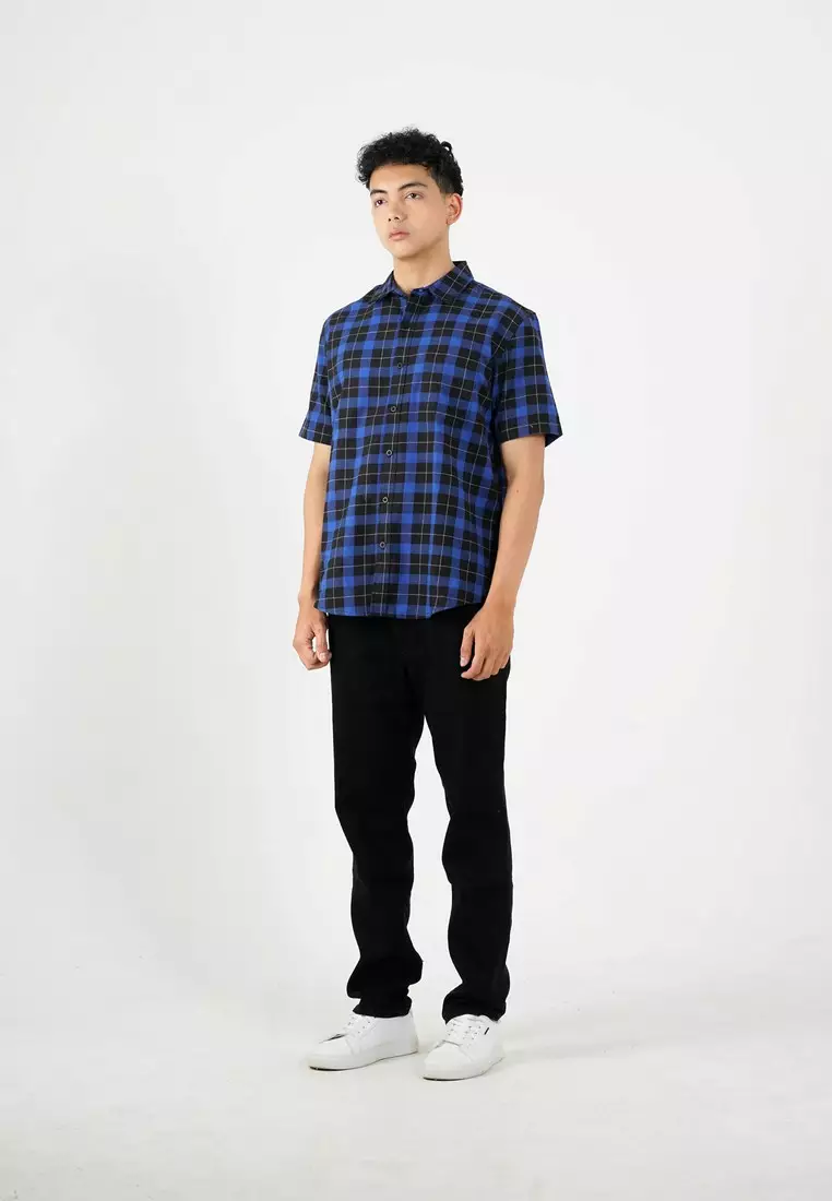 Greenlight Men's Flannel Plaid Shirt Short Sleeve Regular Fit Creo OL-C040225