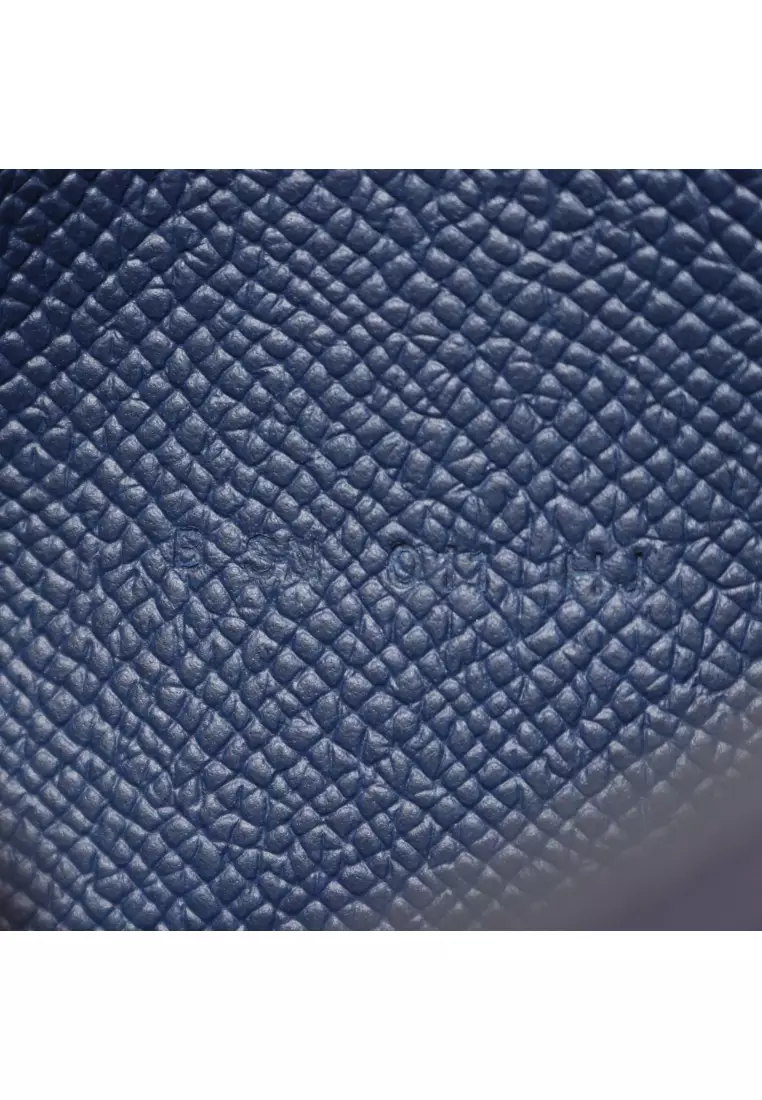 Pre-Loved Hermès bear souffle broodmalt Bi-fold Long Wallet Veau epsom dark blue silver hardware B stamp