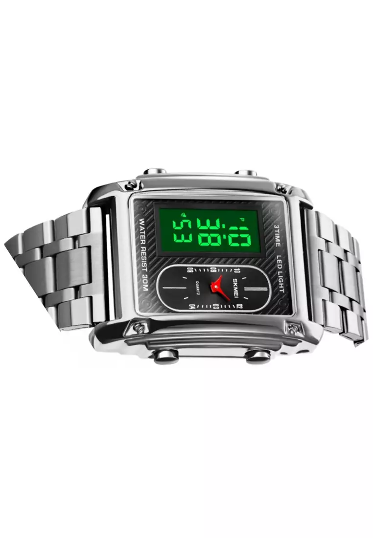 Jam Tangan Digital Pria Waterproof Many Function Strap Tali Material Stainless Steel GN53 ORIGINAL