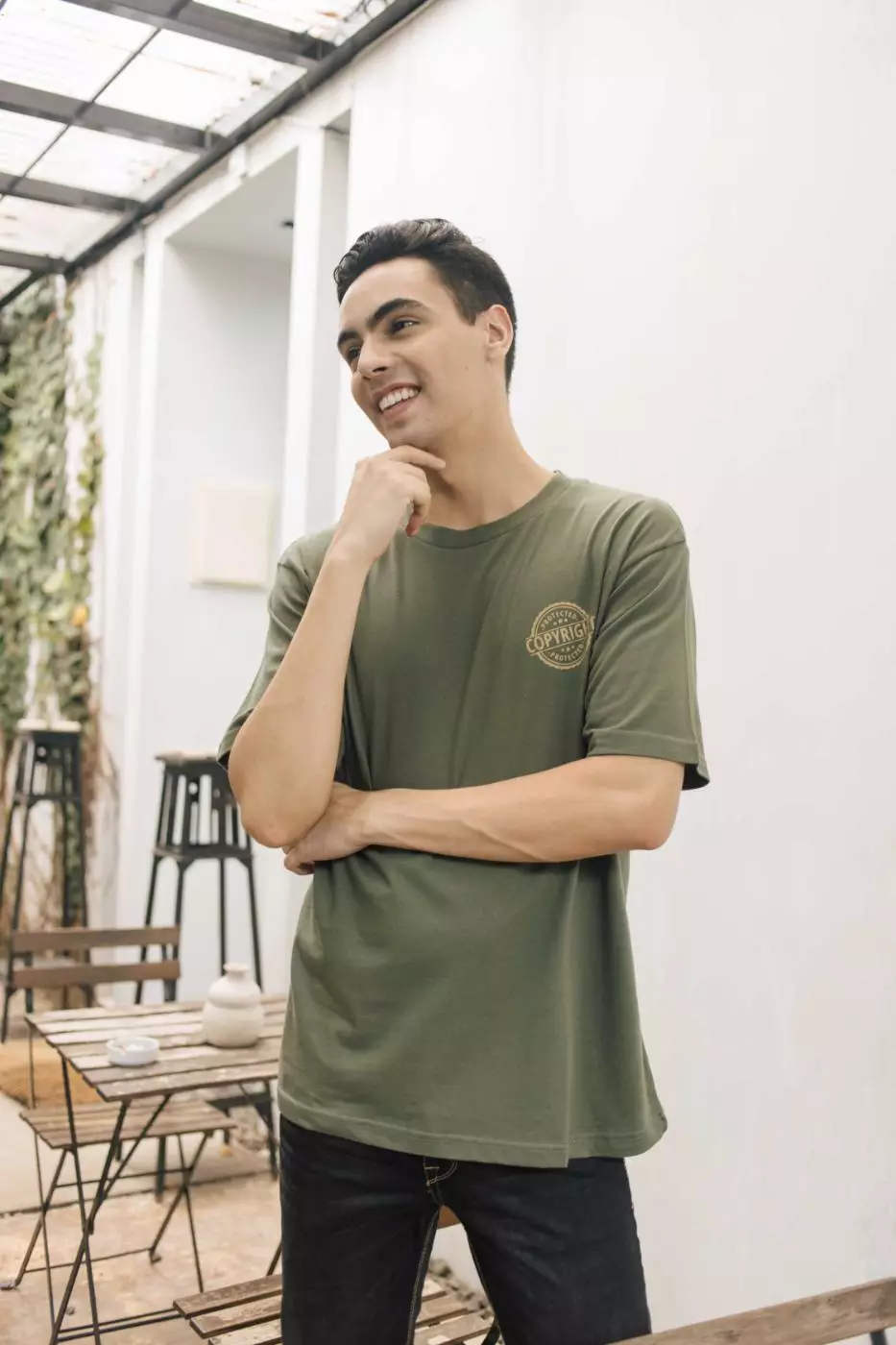RBJ T-Shirt Cotton Green Forest Oversized Pria 2079230301