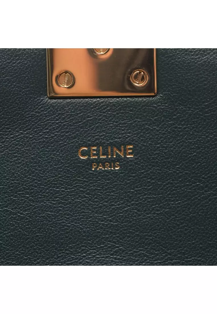 Pre-Loved Celine C See Medium chain shoulder bag leather Dark green