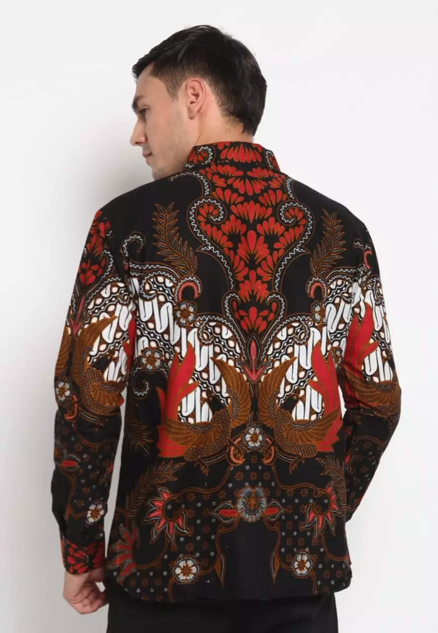 Brahm Putih Kemeja Batik Pria Premium Slimfit Modern Lengan Panjang