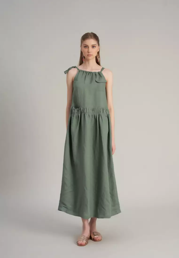 chinese dress ladies Midi Linen Dress Bohol in White main image 1