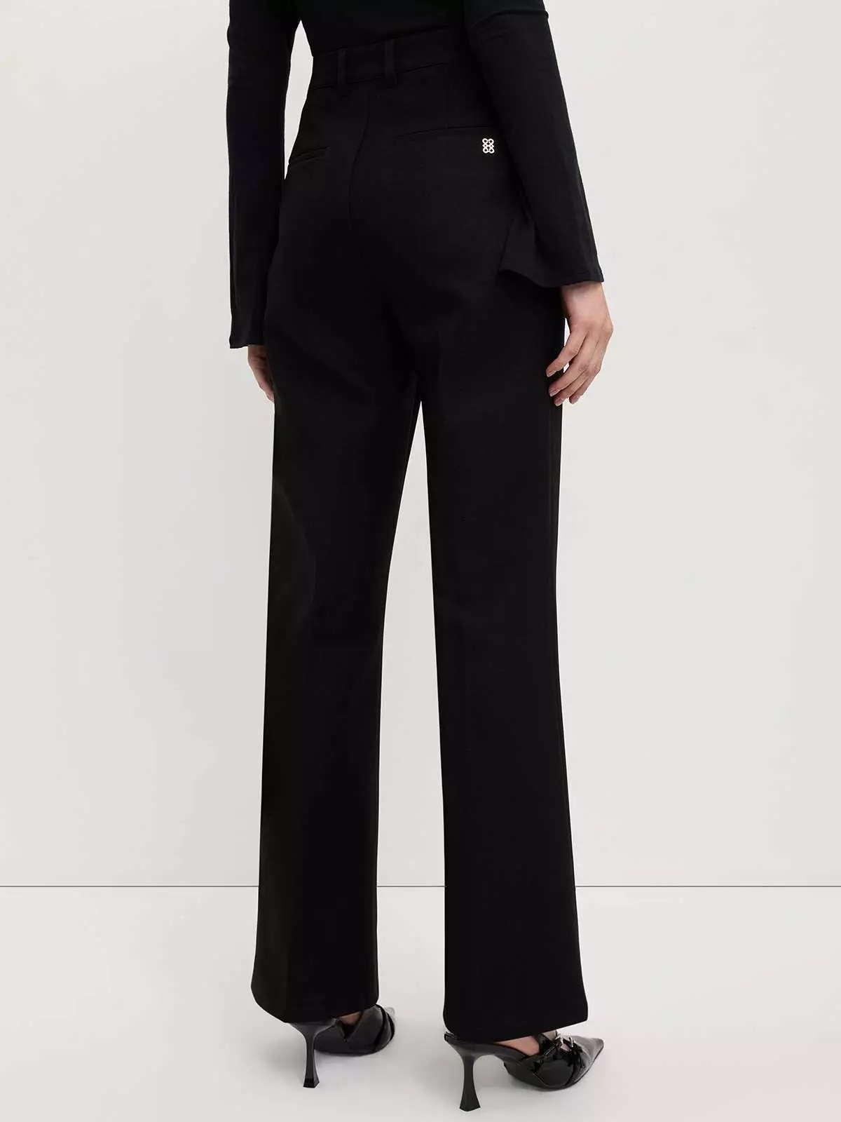 Pomelo - Celana Panjang Wanita - High-Waisted Flared Pants - Black