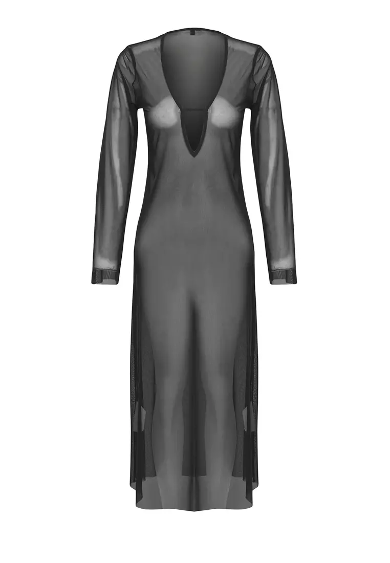 Black Maxi Woven Beach Dress Tbess25El00116