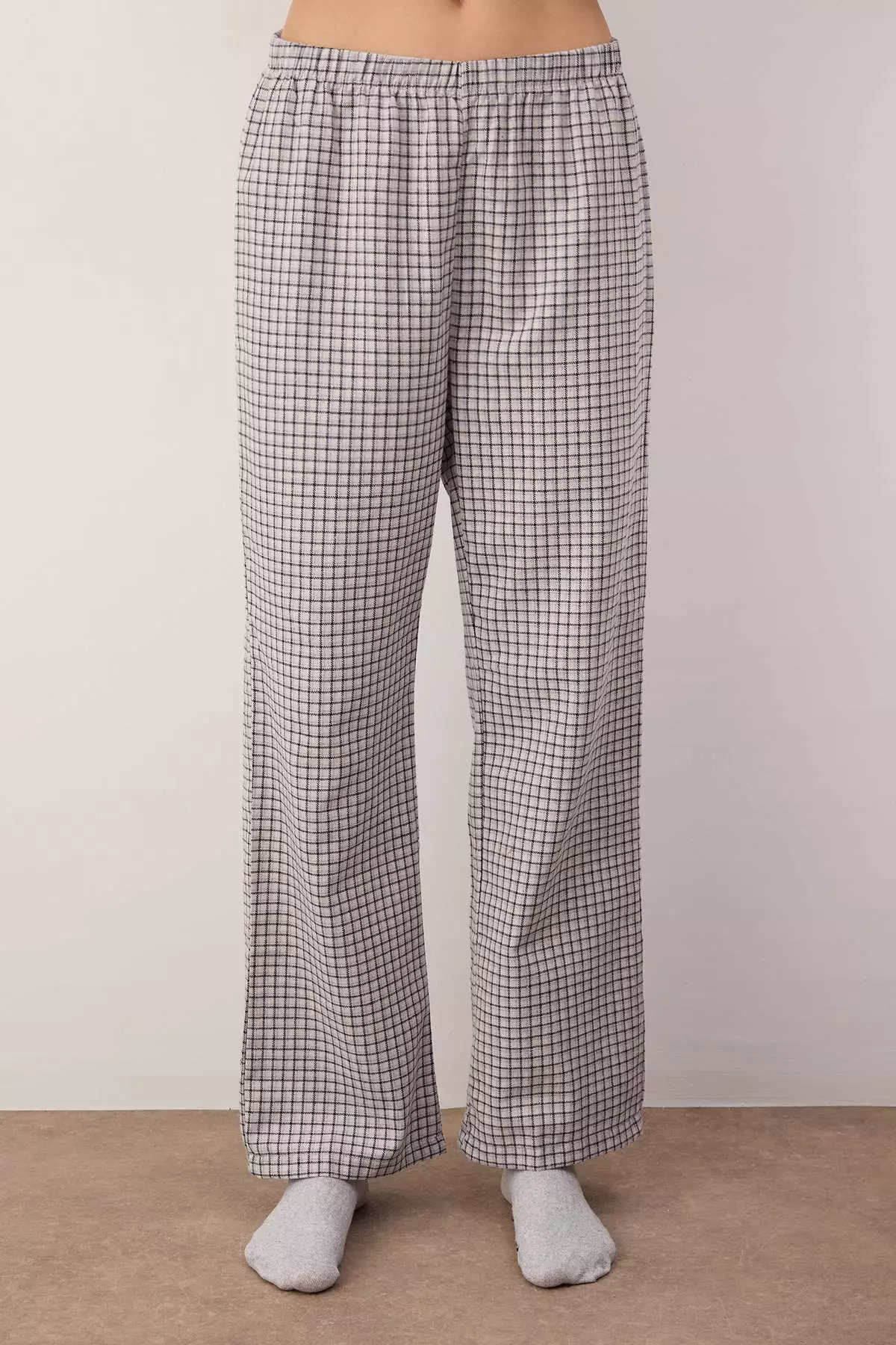 Lilac-Multicolored Cotton Thick/Winter Plaid Flannel Woven Pajama Set Thmaw26Pt196