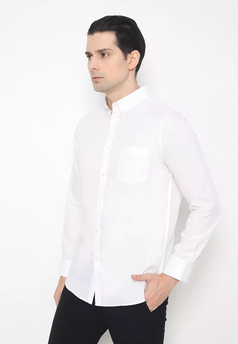 Jobb Chevio Kemeja Pria Lengan Panjang Slim Fit Putih