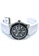 EGLANTINE 銀色 EGLANTINE® Vanessa 女士精鋼石英手錶黑色錶盤，白色橡膠錶帶 6D37BACFC5DFADGS_2