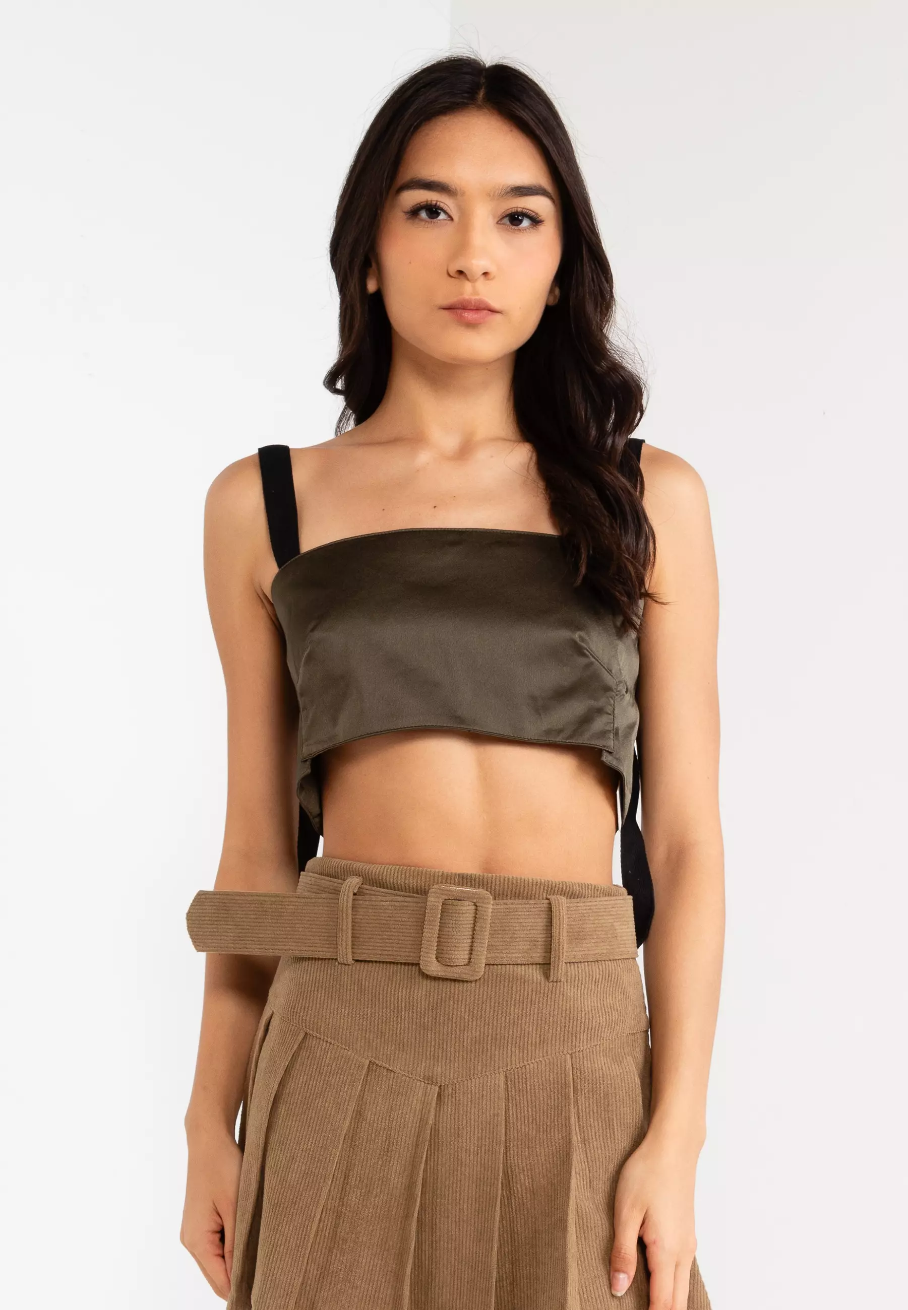 Halter Tube Top Broad Shoulders Ruched Tube Top With Scarf CY315