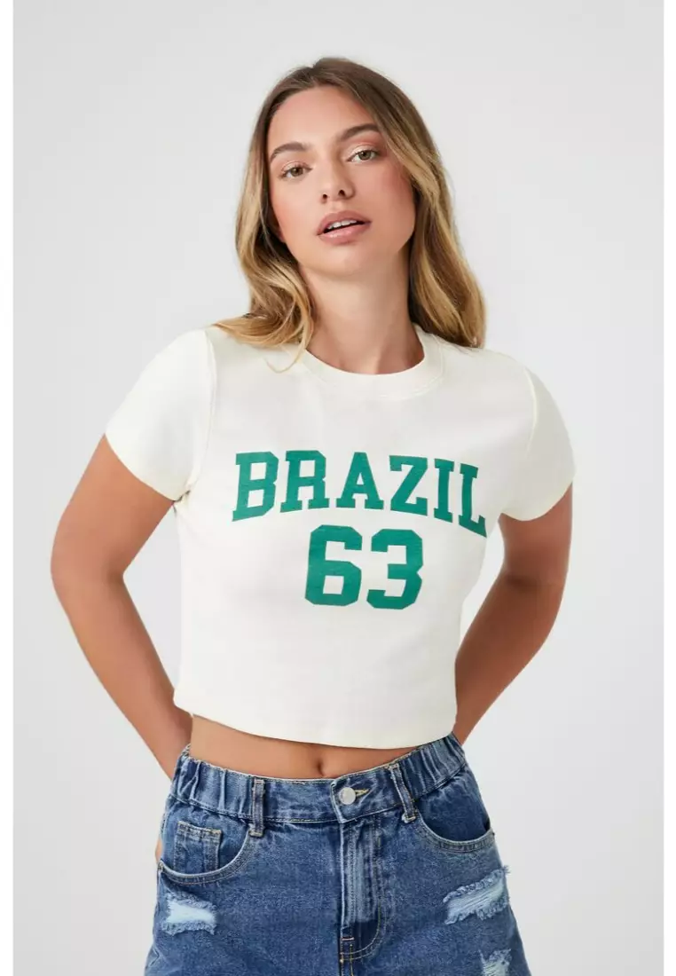 Buy FOREVER 21 Brazil 63 Graphic Baby Tee 2024 Online