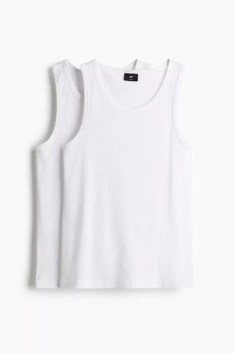 2-pack Slim Fit ribbed vest tops