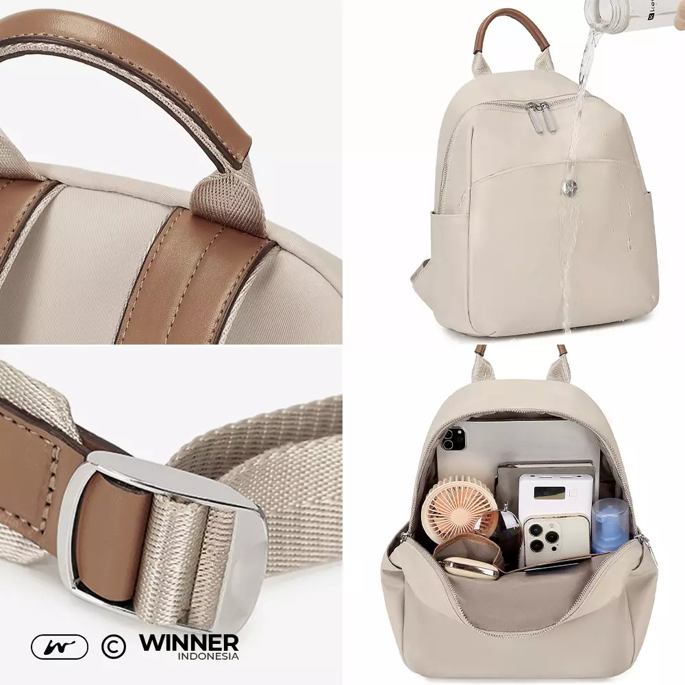 Tas Ransel Nylon Anti-Air Backpack Korean Style (T14-048-6163) - Hitam Medium