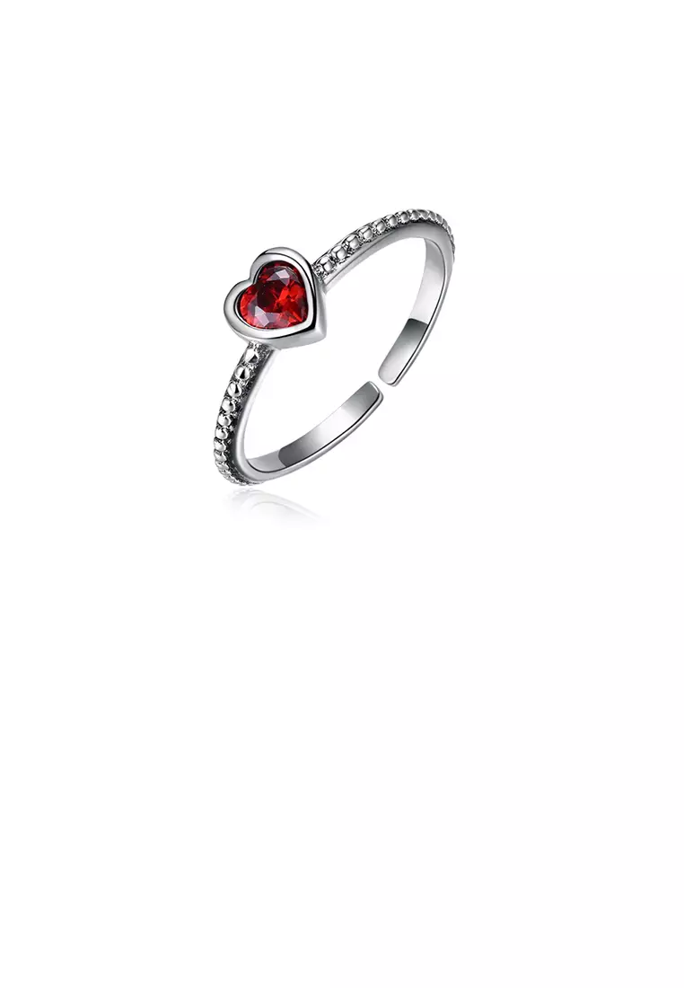 Buy Mooclife 925 Sterling Silver Fashion Simple Heart Shaped Red